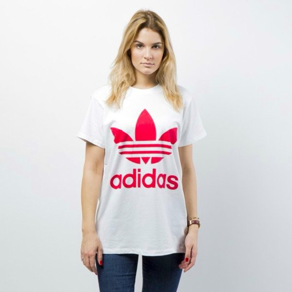 Adidas Originals White T-Shirt with Red Trefoil Logo - Picture 7 of 16